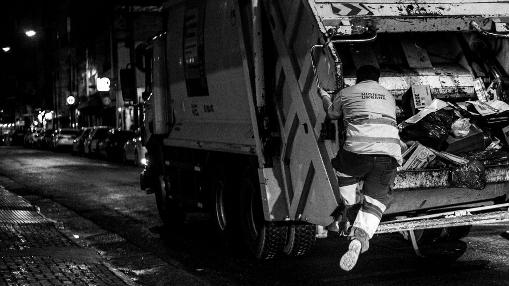 Municipal source-separated food waste unloading at a transfer station near the Port of Rotterdam.